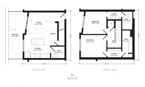 two floor plans of a house for sale